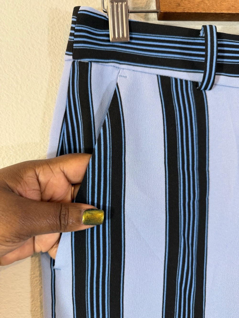 Loft Blue Stripe Wide Leg Pants Size 4T 4 Tall/Long Flat Front Trouser Casual - Picture 3 of 9